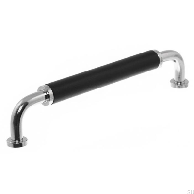 Tirador para mueble rectangular 4820M 128 Níquel Pulido con Negro