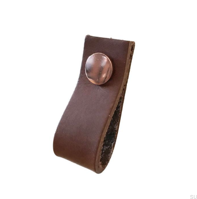 Tirador para mueble Loop Cuero Marrón con Cobre