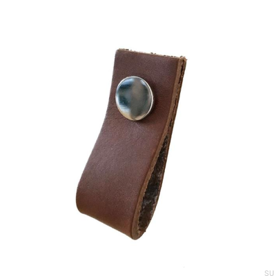 Tirador para mueble Loop Cuero Marrón con Cromo