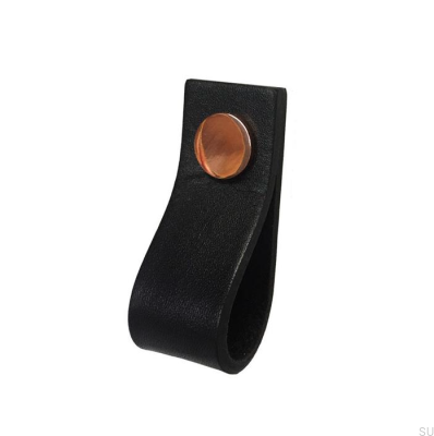 Tirador para mueble Loop Cuero Negro con Cobre