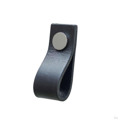Tirador para mueble Loop Cuero Negro con Cromo