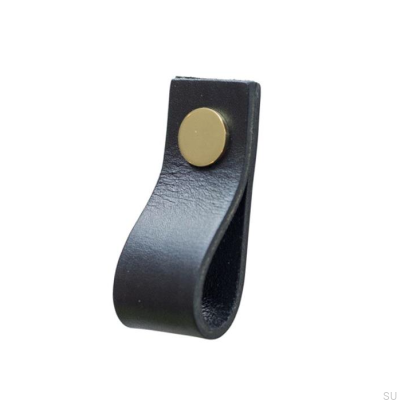 Tirador para mueble Loop Cuero Negro con Oro