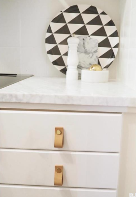 Tirador para mueble Loop Cuero con oro