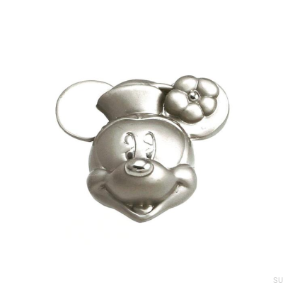 Pomo para mueble Minnie Mouse Head Níquel Cepillado