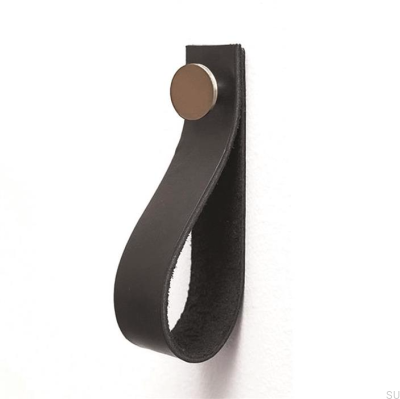 Colgador de pared 0153L Cuero Negro con Plata Cepillada