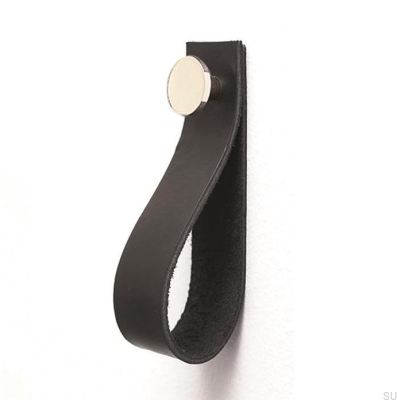 Colgador de Pared 0153L Cuero Negro con Plata Pulida