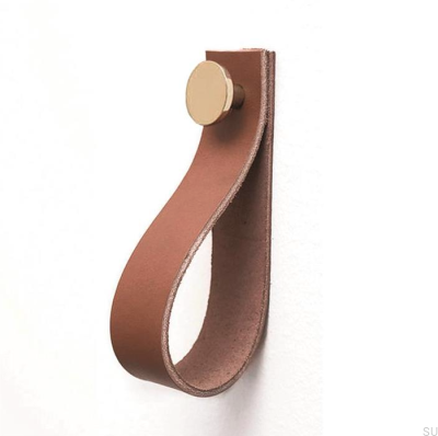 Colgador de pared 0153L Cuero Marrón con Dorado