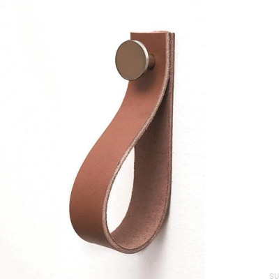 Colgador de pared 0153L Cuero Marrón con Plata Cepillada
