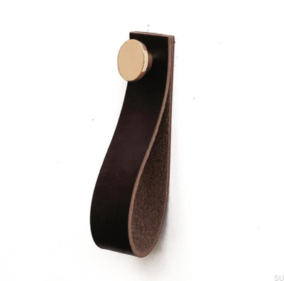 Perchero de pared 0153L Cuero Marrón Oscuro con Dorado