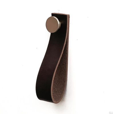 Colgador de Pared 0153L Cuero Marrón Oscuro con Plata Cepillada