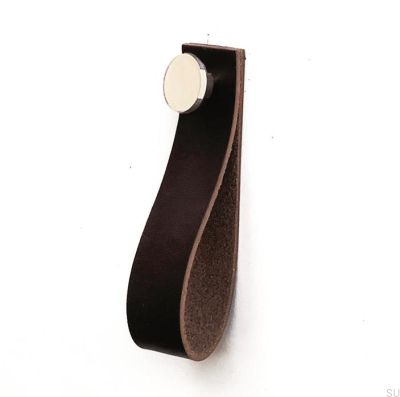 Colgador de Pared 0153L Cuero Marrón Oscuro con Plata Pulida