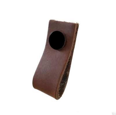 Tirador para mueble Loop Cuero Marrón con Negro