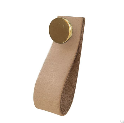 Tirador para mueble Loop 80 Cuero con Oro