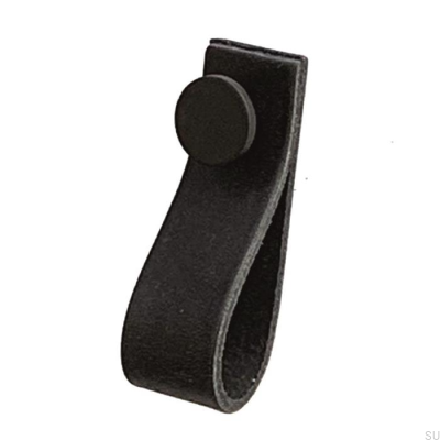 Tirador para mueble Loop 80 Cuero Negro con Negro