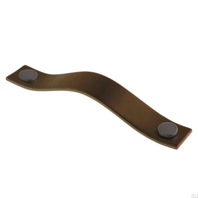 Tirador para mueble oblongo 0156L 128 Cuero Marrón con Negro