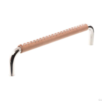 Tirador para mueble alargado 7353 128 Niquel Brillo con Piel