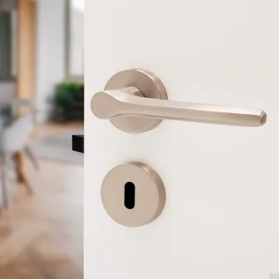 Manija de puerta de aluminio cepillado plateado Sintra