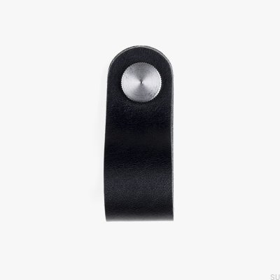 Mueble Pomo Pasador Cuero negro con plata