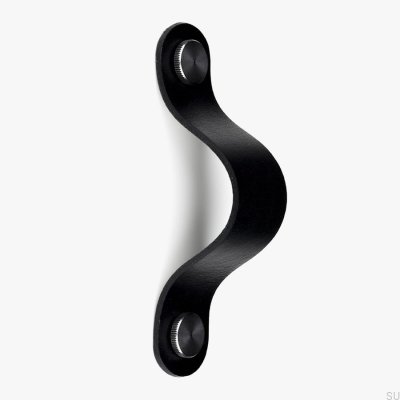 Tirador para mueble alargado Pin-Pin Cuero negro con plata