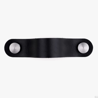 Tirador para mueble alargado Pin-Pin Cuero negro con plata