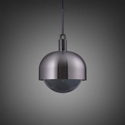 Lámpara colgante en forma de L bifurcada con pantalla de acero color metal y pantalla ahumada