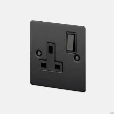 Toma de corriente individual tipo G UK 1G acero negro estándar británico