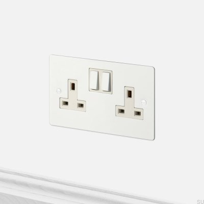 Enchufe doble tipo G UK 2G acero blanco estándar británico