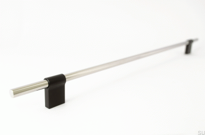 Tirador para mueble alargado Line Mix 342 Acero pulido con negro