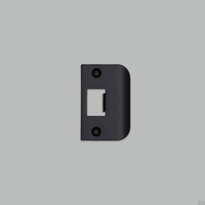 Placa de cierre para puertas estándar tipo D Cerradero Acero Negro