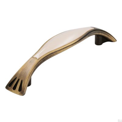 Tirador para mueble alargado 1881 96 Bronce Antiguo con Beige