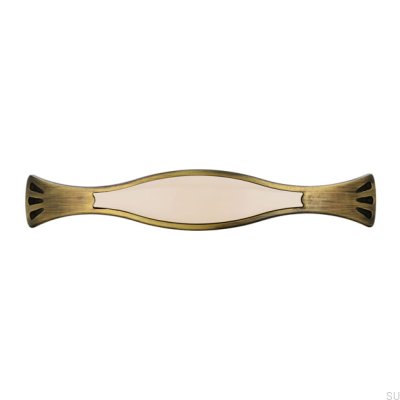 Tirador para mueble alargado 1881 96 Bronce Antiguo con Beige