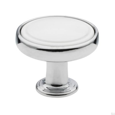 Pomo para Mueble 1971 30 Plata Pulida con Blanco