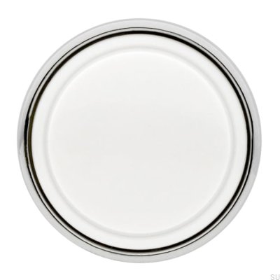 Pomo para Mueble 1971 30 Plata Pulida con Blanco