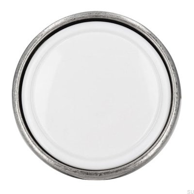 Pomo para Mueble 1971 30 Plata Antigua con Blanco