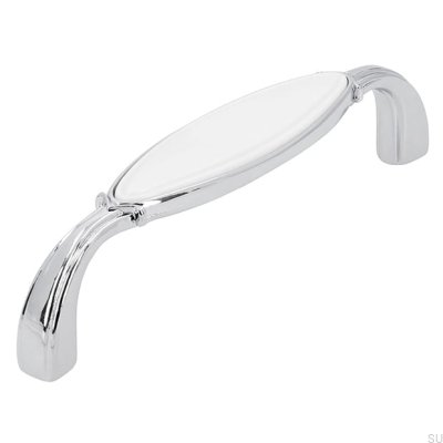Tirador para mueble alargado 1973 96 Cromo Pulido con Blanco