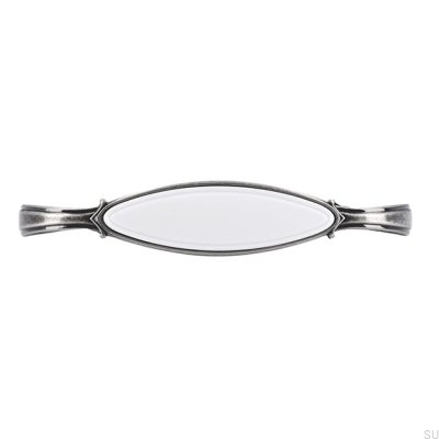 Tirador para mueble alargado 1973 96 Plata Vieja con Blanco
