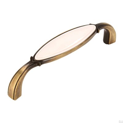 Tirador para mueble alargado 1973 96 Bronce Antiguo con Beige