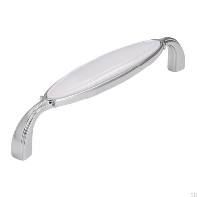 Tirador para mueble alargado 1973 128 Cromo Brillo con Blanco