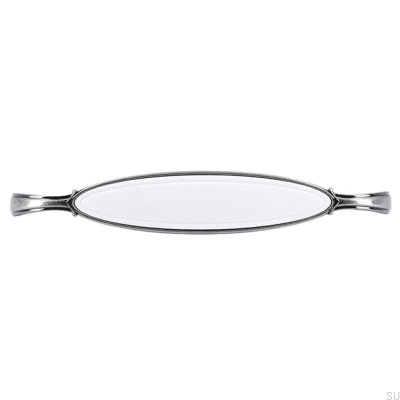 Tirador para mueble alargado 1973 128 Plata Vieja con Blanco