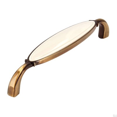 Tirador para mueble alargado 1973 128 Bronce Antiguo con Beige