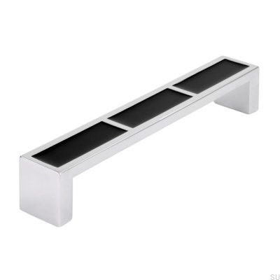 Tirador para mueble alargado 2014 128 Cromo Pulido con Negro