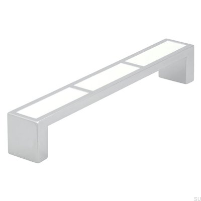 Tirador para mueble alargado 2014 128 Cromo Brillo con Blanco