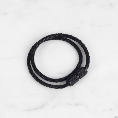 Pulsera de doble cruz de 42 cm, color negro.