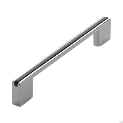 Tirador para mueble alargado 2170 128/160 Cromo Pulido con Negro