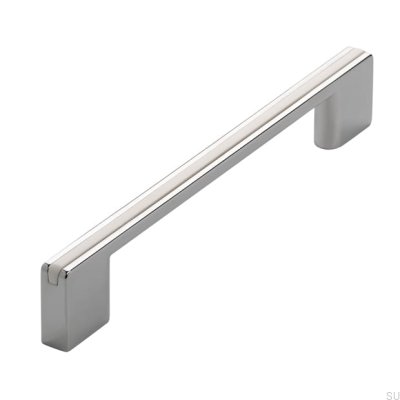 Tirador para mueble alargado 2170 128/160 Cromo Pulido con Blanco