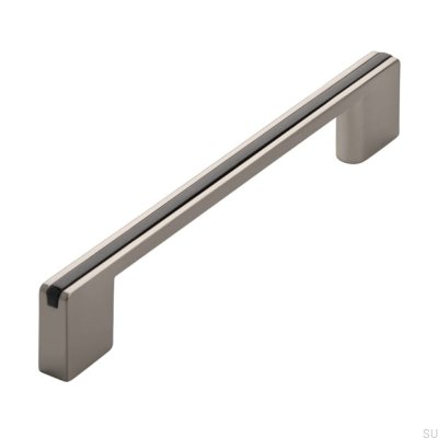 Tirador para mueble alargado 2170 128/160 Plata Cepillado con Negro