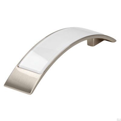 Tirador para mueble alargado 2184 96 Plata Cepillado con Blanco