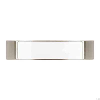 Tirador para mueble alargado 2184 96 Plata Cepillado con Blanco