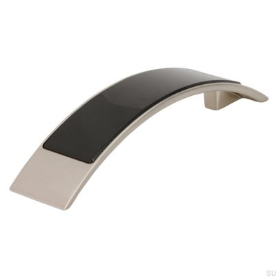 Tirador para mueble alargado 2184 96 Plata Cepillado con Negro