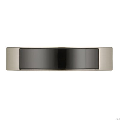 Tirador para mueble alargado 2184 96 Plata Cepillado con Negro